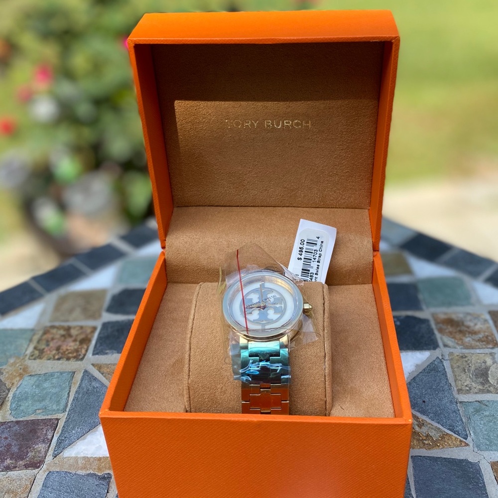 Tory Burch Reva Ivory Dial Ladies Gold Tone Watch - Picture 9 of 11